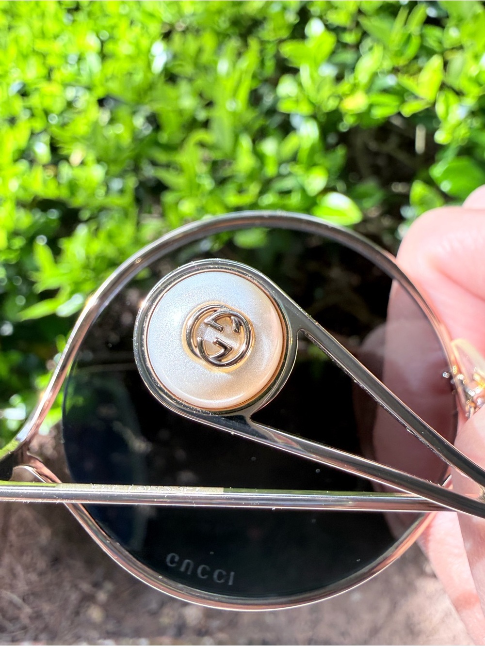 Gucci Gold Wireframe Pearl Sunglasses - Picture 10 of 11